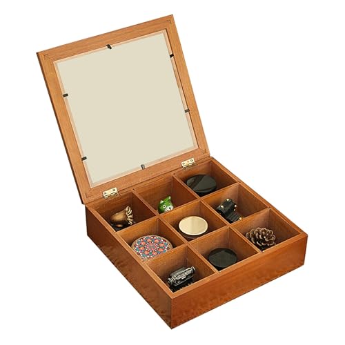 ycezw Schmuckorganizer aus Holz, Schmuckschatulle aus Holz für Damen, Organizer für Manschettenknöpfe mit 9 Fächern - Schmuckschatulle, Uhrenboxen, Ringboxen mit Deckel für Ohrringe Ringe ycezw Schmuckorganizer aus Holz, Schmuckschatulle aus Holz für Damen, Organizer für Manschettenknöpfe mit 9 Fächern - Schmuckschatulle, Uhrenboxen, Ringboxen mit Deckel für Ohrringe Ringe von ycezw