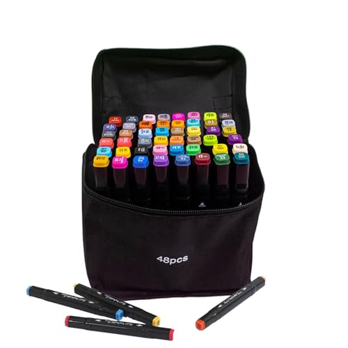 ycezw Set mit doppelseitigen Markern, Künstlerstiften, Kunstmarkern, Zeichenstift, kreativer Zeichenmarker, feiner Spitze und Pinsel mit Transporttasche zum Ausmalen ycezw Set mit doppelseitigen Markern, Künstlerstiften, Kunstmarkern, Zeichenstift, kreativer Zeichenmarker, feiner Spitze und Pinsel mit Transporttasche zum Ausmalen von ycezw