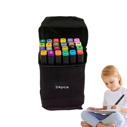 ycezw Skizzenmarker, Marker-Set mit doppelter Spitze – Set für Kunst und Zeichnung, kreativer Zeichenstift, feine Spitze und Pinsel mit Etui ycezw Skizzenmarker, Marker-Set mit doppelter Spitze – Set für Kunst und Zeichnung, kreativer Zeichenstift, feine Spitze und Pinsel mit Etui von ycezw