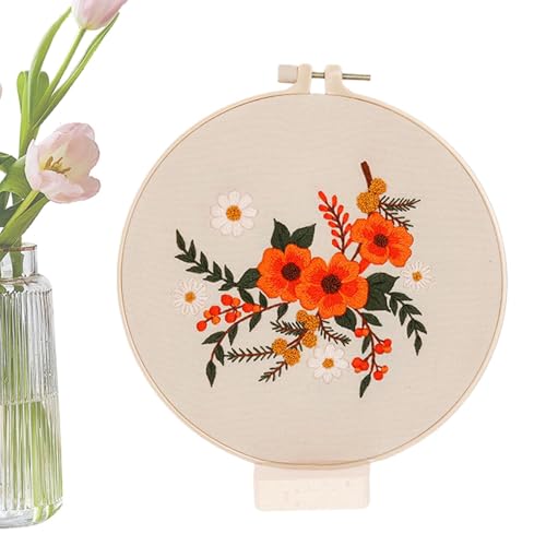 ycezw Stickset für Anfänger, Blumenstickerei-Set mit Blumenmuster, Nadelstich-Set, botanisches Muster mit Materialpaket, Stickereihandwerk für ycezw Stickset für Anfänger, Blumenstickerei-Set mit Blumenmuster, Nadelstich-Set, botanisches Muster mit Materialpaket, Stickereihandwerk für von ycezw