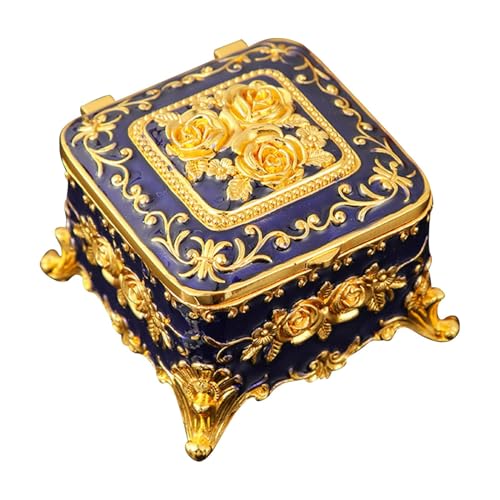 ycezw Vintage Schmuckschatulle, Samt Armband Box - Vintage Metall Schmuckschatulle | Samt gefüttert Zinklegierung Halskette Behälter für Ohrringe, Ringe, Armbänder ycezw Vintage Schmuckschatulle, Samt Armband Box - Vintage Metall Schmuckschatulle | Samt gefüttert Zinklegierung Halskette Behälter für Ohrringe, Ringe, Armbänder von ycezw