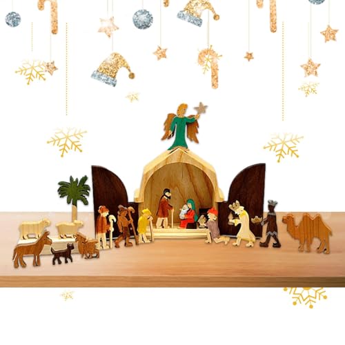 ycezw Weihnachtskrippe - Weihnachtskrippe mit Holzfiguren | Klassische Krippenfiguren aus Holz, exquisite Tischdekoration für Schlafzimmer und Bauernhof ycezw Weihnachtskrippe - Weihnachtskrippe mit Holzfiguren | Klassische Krippenfiguren aus Holz, exquisite Tischdekoration für Schlafzimmer und Bauernhof von ycezw