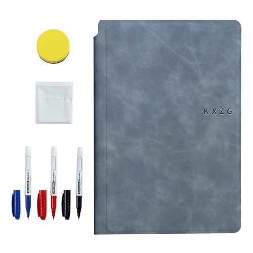 ycezw Wiederverwendbares Notizbuch, wiederverwendbarer Notizblock, das Notizbuch mit einem Tuch abwischbar, tragbar, abwischbar, wiederverwendbar, mit Marker ycezw Wiederverwendbares Notizbuch, wiederverwendbarer Notizblock, das Notizbuch mit einem Tuch abwischbar, tragbar, abwischbar, wiederverwendbar, mit Marker von ycezw