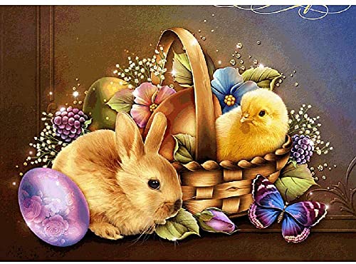 ycyingcheng 5D Diamond DIY Painting, Ostern Strass Mosaik Art Craft Kit, Hase Ostereier, Strass Kristall Dekoration Handwerk Geschenk, Ostern Strass Mosaik Art Craft Kit, 30 * 40cm von ycyingcheng