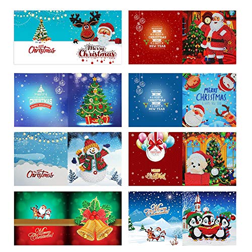 ycyingcheng Weihnachtsgrußkarten Stickpackungen, 5D Diamant Malerei Weihnachtskarten, DIY Special Shaped Diamond Painting Stickerei Weihnachtskarte Geschenk, 8PCS von ycyingcheng