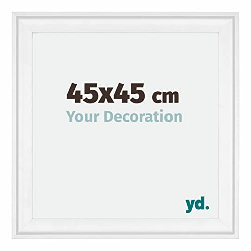 yd. Your Decoration - Bilderrahmen 45x45 cm - Bilderrahmen aus Holz mit Acrylglas - Antireflex - Ausgezeichnete Qualität - Weiss - Birmingham von yd.