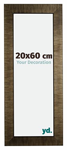 yd. Your Decoration - Bilderrahmen 20x60 cm - Bilderrahmen aus Holz mit Acrylglas - Antireflex - Ausgezeichnete Qualität - Champagner Gebürstet - Leeds von yd.