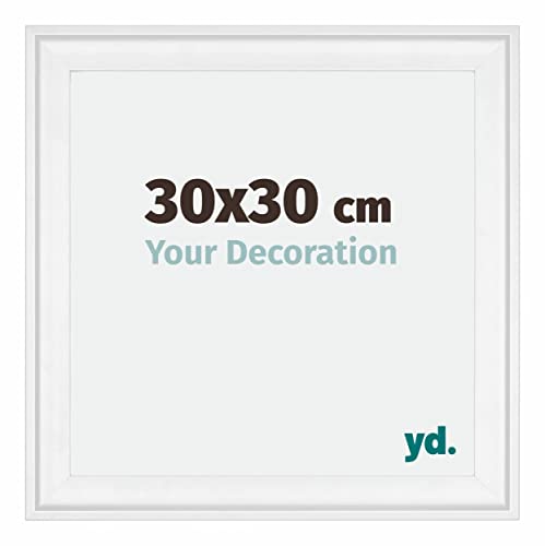 yd. Your Decoration - Bilderrahmen 30x30 cm - Weiß - Bilderrahmen aus Holz mit Acrylglas - Antireflex - 30x30 Rahmen - Birmingham von yd.