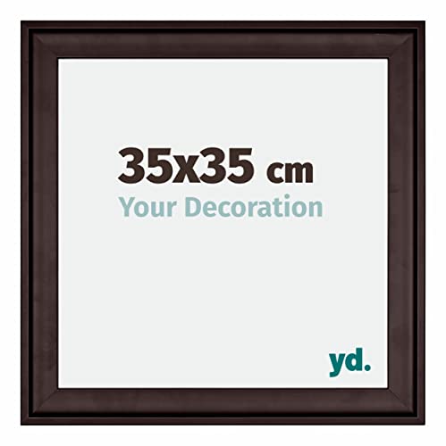yd. Your Decoration - Bilderrahmen 35x35 cm - Bilderrahmen aus Holz mit Acrylglas - Antireflex - Ausgezeichnete Qualität - Braun - Birmingham von yd.