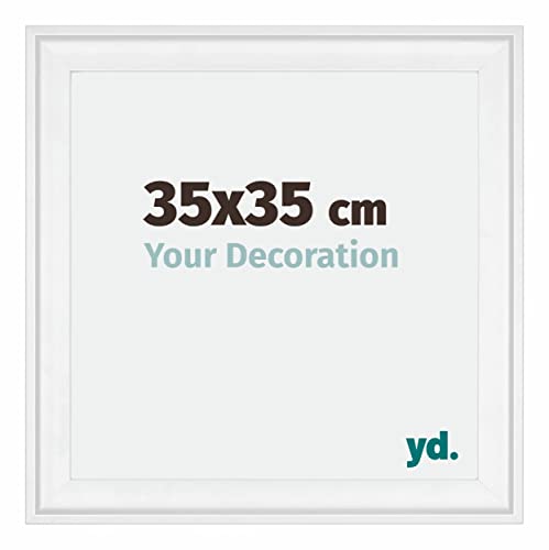 yd. Your Decoration - Bilderrahmen 35x35 cm - Weiß - Bilderrahmen aus Holz mit Acrylglas - Antireflex - 35x35 Rahmen - Birmingham von yd.