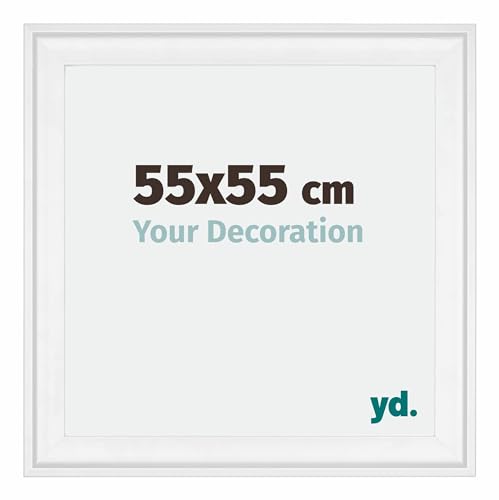 yd. Your Decoration - Bilderrahmen 55x55 cm - Bilderrahmen aus Holz mit Acrylglas - Antireflex - Ausgezeichnete Qualität - Weiss - Birmingham von yd.