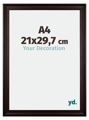 yd. Your Decoration - Bilderrahmen DIN A4 21x29.7 cm - Braun - Bilderrahmen aus Holz mit Acrylglas - Antireflex - DIN A4 21x29.7 Rahmen - Birmingham von yd.