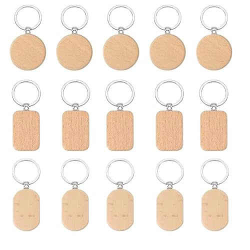 15 Stück Schlüsselanhänger Holz,Schlüsselanhänger Rohling,Wooden Keychain Schlüsselring,Blanko Holzschlüsselringe Zum Bemalen Beschriftbar Für DIY Dekoration Geschenke Schlüsselbund 15 Stück Schlüsselanhänger Holz,Schlüsselanhänger Rohling,Wooden Keychain Schlüsselring,Blanko Holzschlüsselringe Zum Bemalen Beschriftbar Für DIY Dekoration Geschenke Schlüsselbund von yeemeen