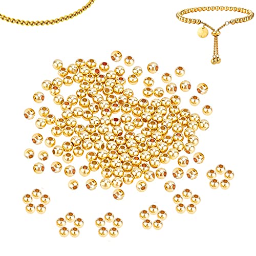 Kleine Gold Perlen, 200Pcs Goldene Perlen, Gold Perlen zum Auffädeln, Gold Spacer Beads für die DIY Schmuckherstellung, Bastelbedarf, Geschenkdekoration von yeemeen