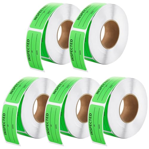 2500 geprüfte fluoreszierende grüne Etiketten, 1 x 2,25, wasserfeste & ölbeständige beschreibbare Aufkleber mit Datumszeile für Inventar von yeeplant