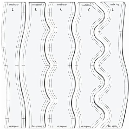 5-teiliges Acryl-Stepp-Lineal-Set zum Quilten, transparentes Wellen-Design, Nähvorlagen für Maschinensteppung, 9,1 x 26 cm 5-teiliges Acryl-Stepp-Lineal-Set zum Quilten, transparentes Wellen-Design, Nähvorlagen für Maschinensteppung, 9,1 x 26 cm von yeeplant