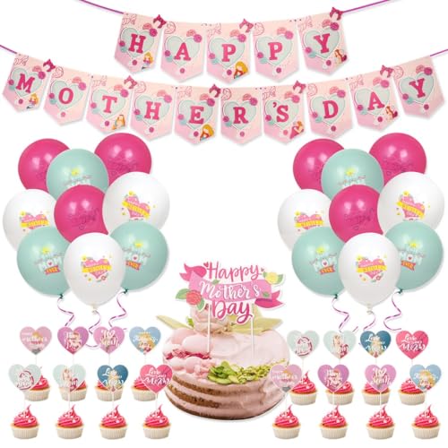 DIY Muttertags-Party-Set für Mama, inklusive Banner, Bänder, Kuchenaufsätze, Luftballons, perfekt für Geschenke oder Dekorationen DIY Muttertags-Party-Set für Mama, inklusive Banner, Bänder, Kuchenaufsätze, Luftballons, perfekt für Geschenke oder Dekorationen von yeeplant