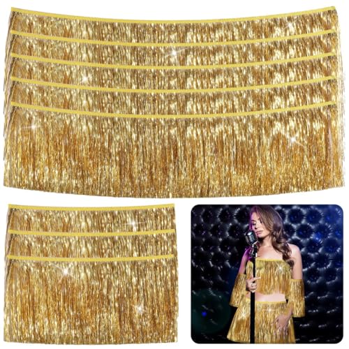 Lametta-Girlande mit Fransen in Gold, 4,5 m, schimmernde Bordüre für Party-Outfits, DIY-Bekleidung, Dekoration, glänzendes Bastelzubehör Lametta-Girlande mit Fransen in Gold, 4,5 m, schimmernde Bordüre für Party-Outfits, DIY-Bekleidung, Dekoration, glänzendes Bastelzubehör von yeeplant