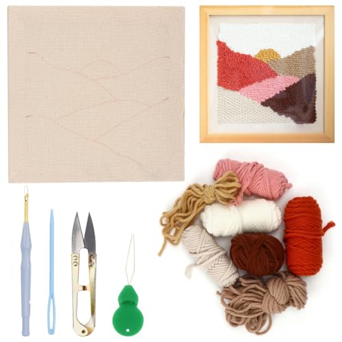 Nadelstanzer-Set aus Wolle für Anfänger, Sonnenaufgangsszene, Garnhaken, Bastelset, Wanddekoration, Bild, lustiges Bastelgeschenk für Kinder und Erwachsene Nadelstanzer-Set aus Wolle für Anfänger, Sonnenaufgangsszene, Garnhaken, Bastelset, Wanddekoration, Bild, lustiges Bastelgeschenk für Kinder und Erwachsene von yeeplant