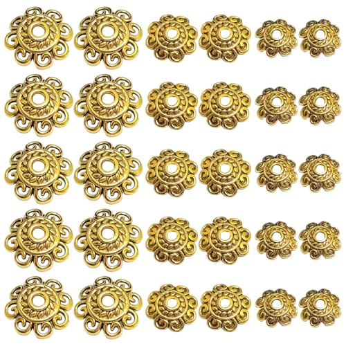 Perlenkappen aus tibetischer Legierung, Antikgold, 3 Größen, Abstandshalter für DIY-Schmuckprojekte, perfekt für Halsketten, Ohrringe und Armbänder, 300 Stück Perlenkappen aus tibetischer Legierung, Antikgold, 3 Größen, Abstandshalter für DIY-Schmuckprojekte, perfekt für Halsketten, Ohrringe und Armbänder, 300 Stück von yeeplant