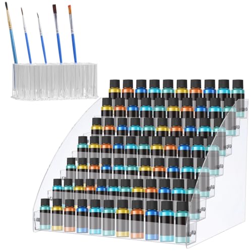 yeeplant 7-stöckiger Acrylfarben-Organizer mit 3 Fächern, Stifthalter, Werkzeugaufbewahrung für Kunstbedarf und Tintenflaschen yeeplant 7-stöckiger Acrylfarben-Organizer mit 3 Fächern, Stifthalter, Werkzeugaufbewahrung für Kunstbedarf und Tintenflaschen von yeeplant