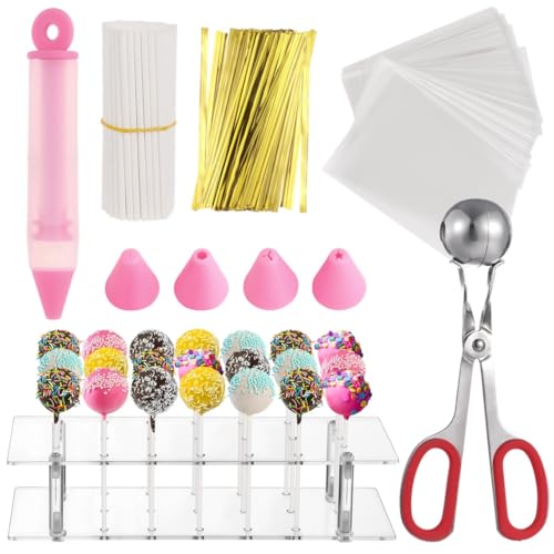 yeeplant Kuchen-Set mit 100 Stäbchen, 100 Wrappers, 100 Bindebändern, Lolli-Ständer, Dekorationsstift und Fleischbällchen-Maker yeeplant Kuchen-Set mit 100 Stäbchen, 100 Wrappers, 100 Bindebändern, Lolli-Ständer, Dekorationsstift und Fleischbällchen-Maker von yeeplant