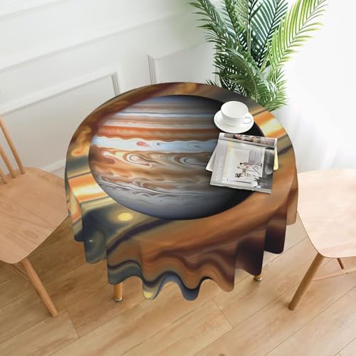 yefan Jupiter runde Tischdecke im Querformat, ca. 152,4 cm, für Innen- und Außenbereich, für Küchenpartys yefan Jupiter runde Tischdecke im Querformat, ca. 152,4 cm, für Innen- und Außenbereich, für Küchenpartys von yefan