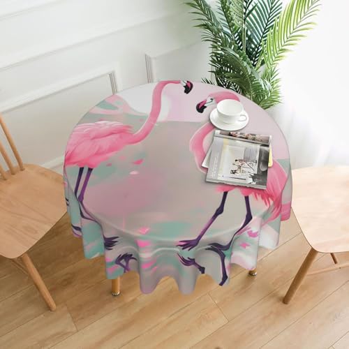yefan Love Flamingo Tischdecke, rund, ca. 152,4 cm, für Innen- und Außenbereich, für Küchenpartys von yefan