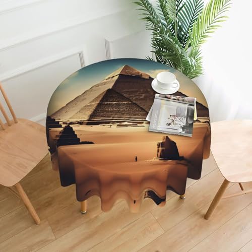 yefan Runde Tischdecke "Dreaming Of The Pyramids Of Khufu", ca. 152,4 cm, für Innen- und Außenbereich, Tischdecken für Küchenpartys von yefan