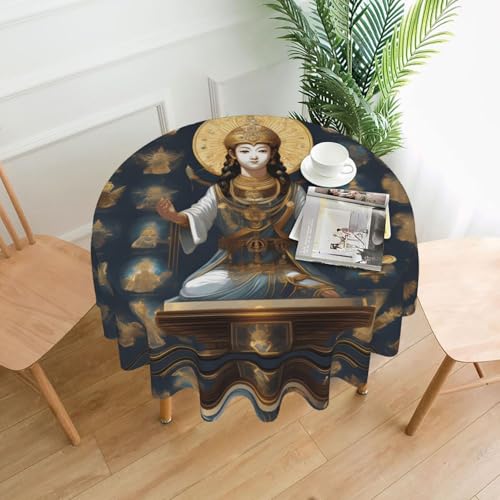 yefan Runde Tischdecke mit Gottesstatue, ca. 152,4 cm, für Innen- und Außenbereich, für Küchenpartys yefan Runde Tischdecke mit Gottesstatue, ca. 152,4 cm, für Innen- und Außenbereich, für Küchenpartys von yefan