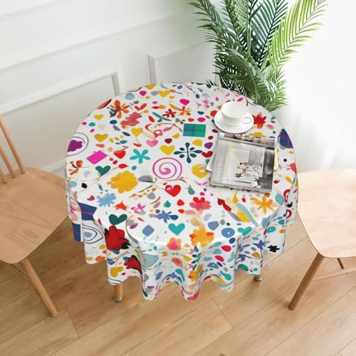 yefan Runde Tischdecke mit "Happy Birthday"-Hintergrund, ca. 152,4 cm, für Innen- und Außenbereich, für Küchenpartys yefan Runde Tischdecke mit "Happy Birthday"-Hintergrund, ca. 152,4 cm, für Innen- und Außenbereich, für Küchenpartys von yefan