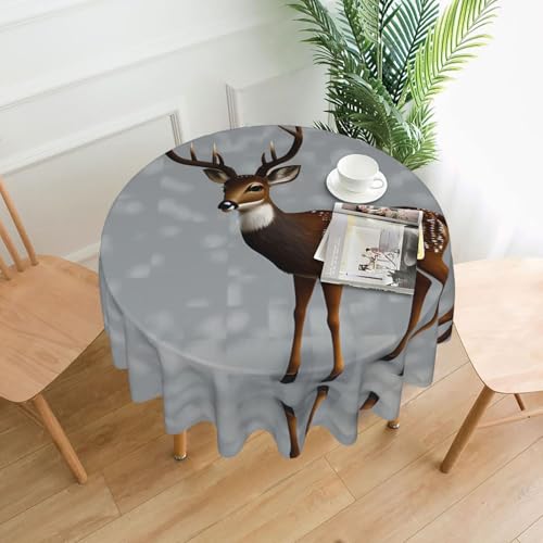 yefan Runde Tischdecke mit Hirschmotiv, 152,4 cm, für Innen- und Außenbereich, für Küchenpartys, Grau yefan Runde Tischdecke mit Hirschmotiv, 152,4 cm, für Innen- und Außenbereich, für Küchenpartys, Grau von yefan