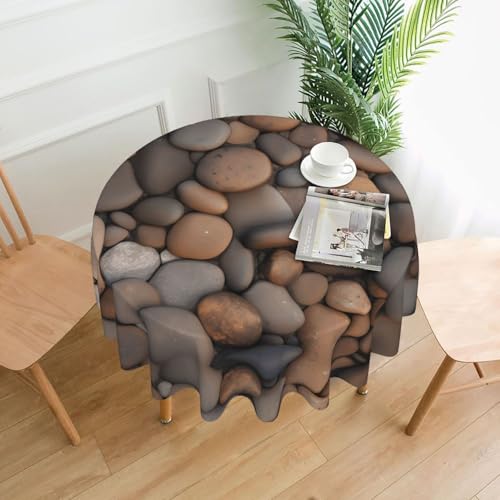yefan Runde Tischdecke mit Kieselsteinen, ca. 152,4 cm, für Innen- und Außenbereich, für Küchenpartys von yefan