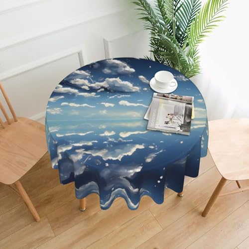 yefan Runde Tischdecke mit blauem Himmel und weißen Wolken, ca. 152,4 cm, für Innen- und Außenbereich, für Küchenpartys yefan Runde Tischdecke mit blauem Himmel und weißen Wolken, ca. 152,4 cm, für Innen- und Außenbereich, für Küchenpartys von yefan