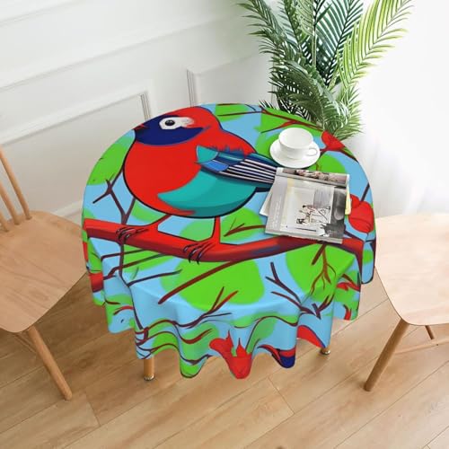 yefan Runde Tischdecke mit bunten Vögeln, ca. 152,4 cm, für Innen- und Außenbereich, für Küchenpartys von yefan