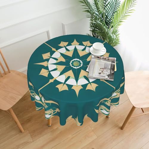 yefan Runde Tischdecke mit exotischem Blumenmuster, ca. 152,4 cm, für Innen- und Außenbereich, für Küchenpartys von yefan