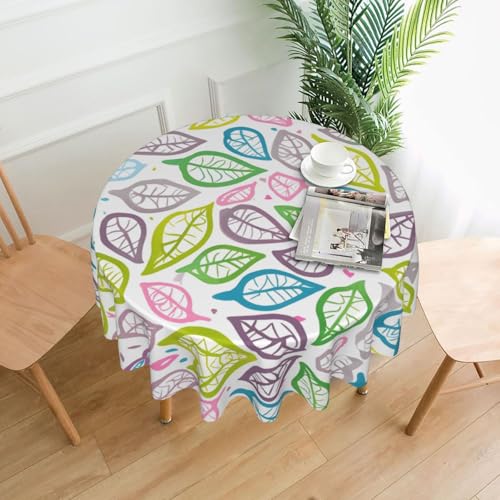 yefan Runde Tischdecke mit farbigen Blätterlinien, ca. 152,4 cm, für Innen- und Außenbereich, Tischdecke für Küchenpartys yefan Runde Tischdecke mit farbigen Blätterlinien, ca. 152,4 cm, für Innen- und Außenbereich, Tischdecke für Küchenpartys von yefan
