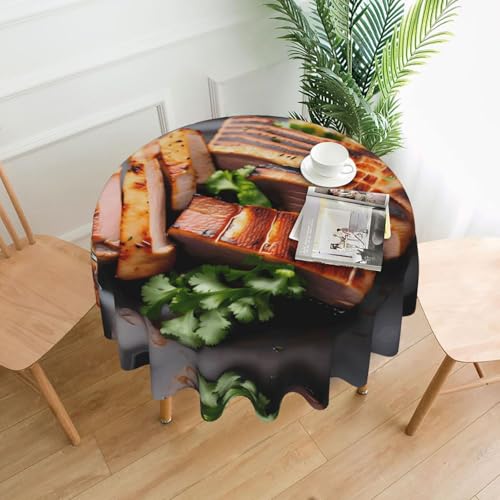 yefan Runde Tischdecke mit goldenem Braten, ca. 152,4 cm, für Innen- und Außenbereich, für Küchenpartys von yefan