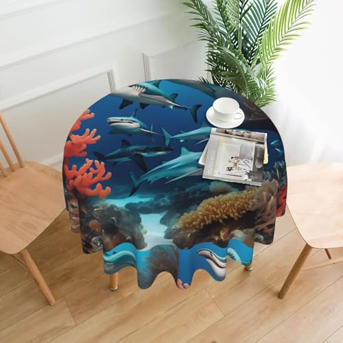 yefan U-Boot-Haifisch-Tischdecke, rund, 152,4 cm, für Innen- und Außenbereich, für Küchenpartys yefan U-Boot-Haifisch-Tischdecke, rund, 152,4 cm, für Innen- und Außenbereich, für Küchenpartys von yefan