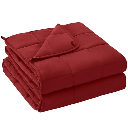 yescool Gewichtete Decke für Erwachsene (7,7 kg, 152,4 x 203,2 cm, rot), kühlende, schwere Decke zum Schlafen, perfekt für 50–59 kg, Queen-Size-Größe, atmungsaktive Decke mit hochwertigen Glasperlen von yescool