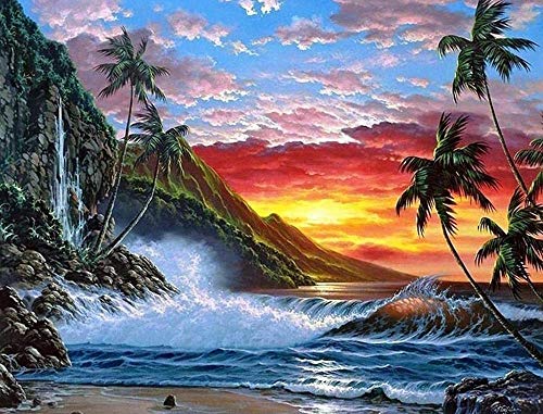Stickbilder Kreuzstich,Stickpackung Stickbild Stickvorlage Sticken Stickset Das Meer 40X50Cm Neujahrs Home Decor Kreativität Geschenke 11Ct (Vorgedruckte Leinwand) von ygghj