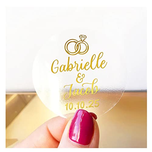 Hochzeitsaufkleber Sticker Personalisiert,Personalisiert Hochzeit Aufkleber, Mit Namen Und Datum Sticker Für Hochzeit Gastgeschenk Taufe Kommunion Geburtstag Feste (F,3CM) von ygm