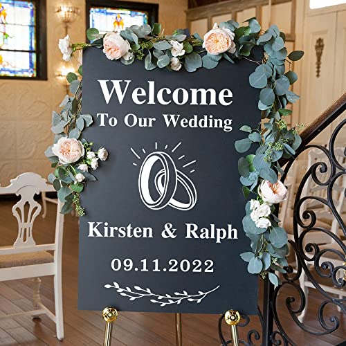 ygm Personalisierbare Aufkleber mit Namen und Datum,Welcome Willkommen Schild für Hochzeit hochzeitsaufkleber Sticker personalisiert(Blackboard Nicht INBEGRIFFEN) (XL 42cm X 63cm) von ygm