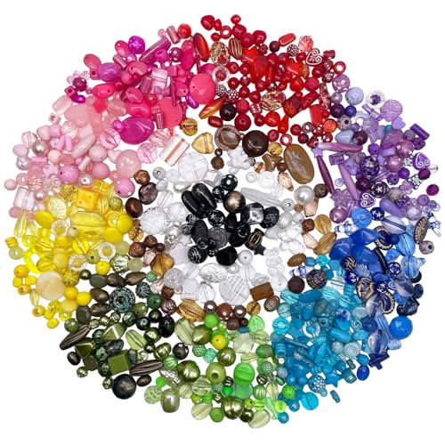 Ygorios Verschiedene Perlen für die Schmuckherstellung, 1121 Stück, Acryl- und Glasperlen, Verschiedene Formen und Größen, Mehrfarbig, Bastelset Ygorios Verschiedene Perlen für die Schmuckherstellung, 1121 Stück, Acryl- und Glasperlen, Verschiedene Formen und Größen, Mehrfarbig, Bastelset von ygorios