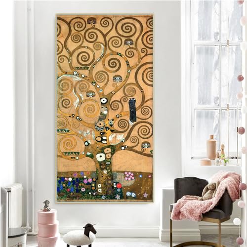 Malen nach Zahlen Kit für Erwachsene Gustav Klimt Baum des Lebens Ölgemälde nach Zahlen Kit für Heimdekoration Geschenke von yhyjyzzjy