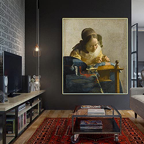 Malen nach Zahlen für Erwachsene, The Lacemaker von Johannes Vermeer, Malen nach Zahlen für Erwachsene, Kits auf Leinwand von yhyjyzzjy