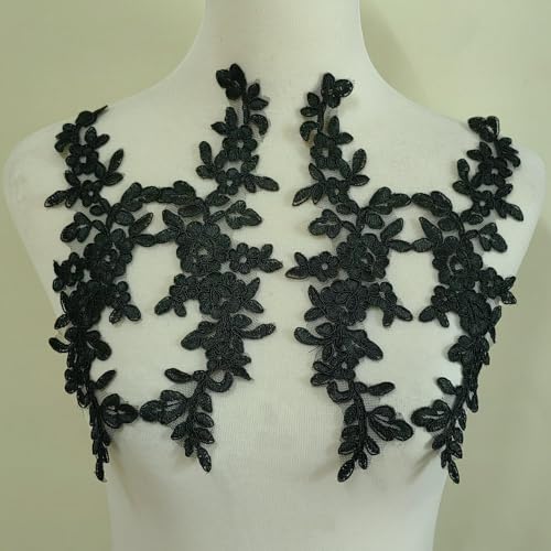 2 Paar Spitzenaufkleber Kleidung Dekoration Kopfbedeckung Spitze DIY Hochzeit Zubehör (schwarz) von yinqinUSP