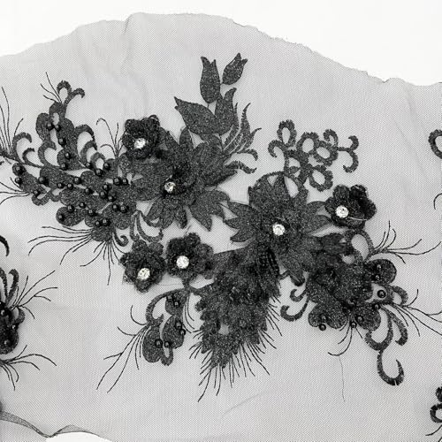 Dekorative Accessoires, Spitzenstickerei, dreidimensionale Stickerei/Hochzeitskleid-Dekoration, Patch (schwarz) von yinqinUSP