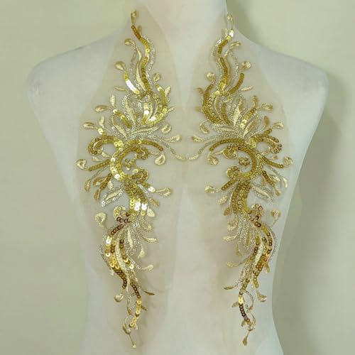 Mesh Pailletten Spitze Stickerei Kleidung Zubehör und Zubehör (Golden) von yinqinUSP