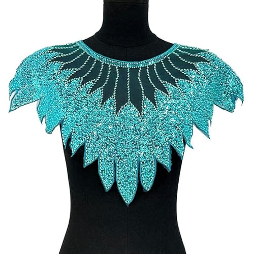 Perlen-Pailletten-Mesh-Unterseite, Stickerei, handgefertigter Kragen, DIY, Frontkragen, Kleidung, Patch, dekoratives Zubehör, Seeblau Perlen-Pailletten-Mesh-Unterseite, Stickerei, handgefertigter Kragen, DIY, Frontkragen, Kleidung, Patch, dekoratives Zubehör, Seeblau von yinqinUSP